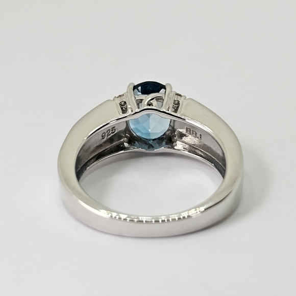Genuine London Blue Topaz & Turquoise Ring Sterling Silver Size 7 NEW - Picture 6 of 7